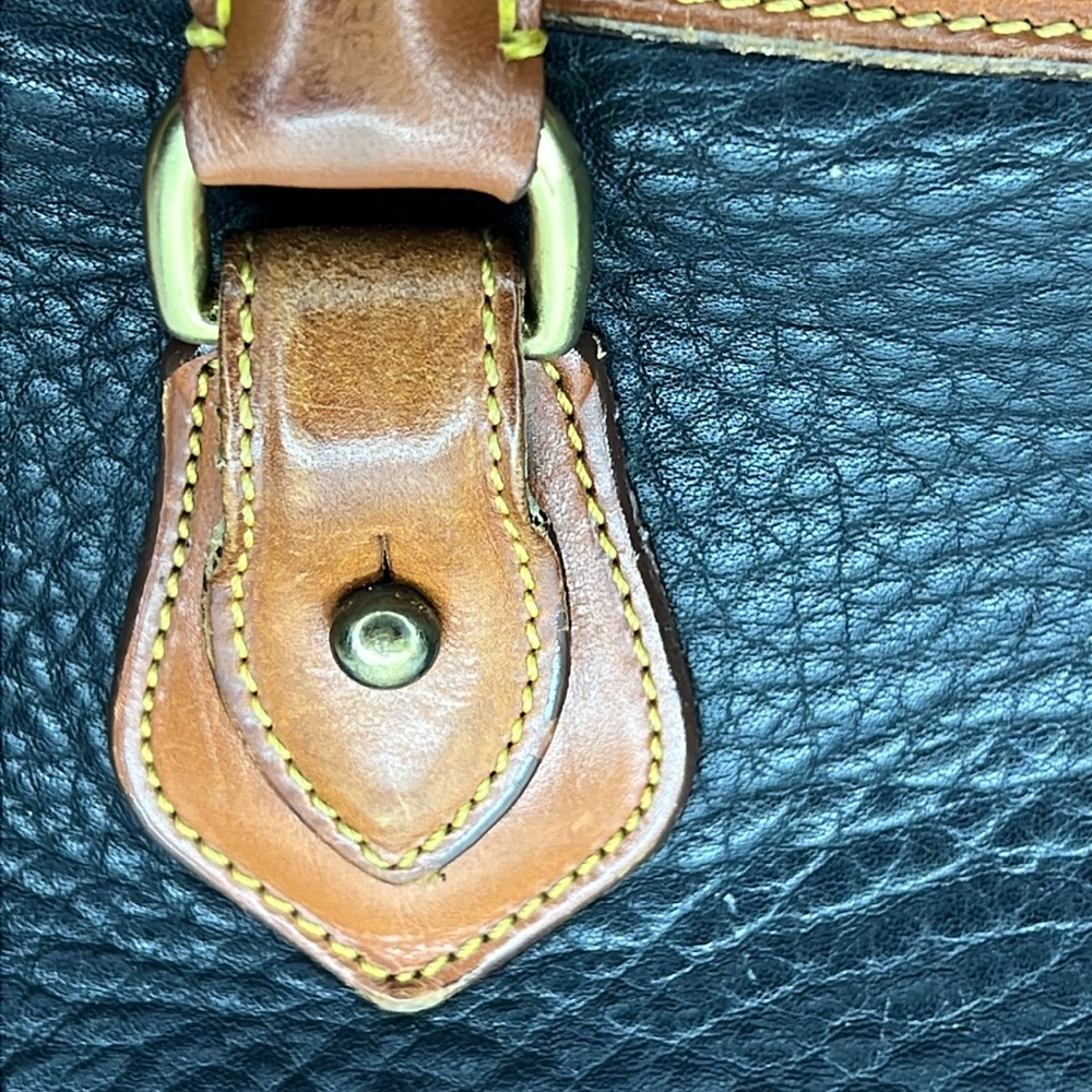 Vintage Dooney & Bourke Leather Satchel Handbag.Brown/ Blue Pebble Leather - Picture 12 of 16